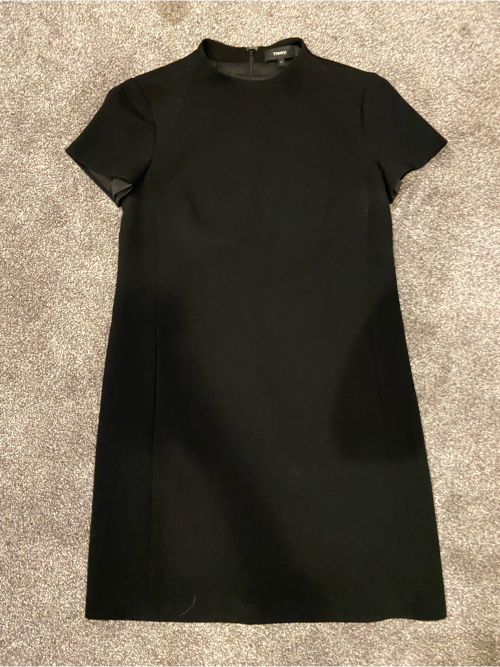 Theory Black Short-Sleeve Midi Shift Dress Size 4